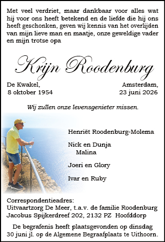 Familiebericht/overlijdensbericht