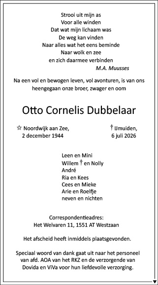 Familiebericht/overlijdensbericht