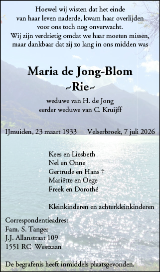 Familiebericht/overlijdensbericht