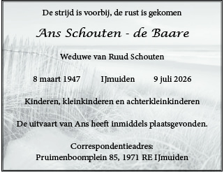Familiebericht/overlijdensbericht