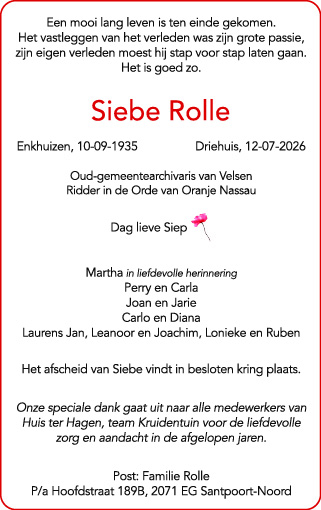 Familiebericht/overlijdensbericht