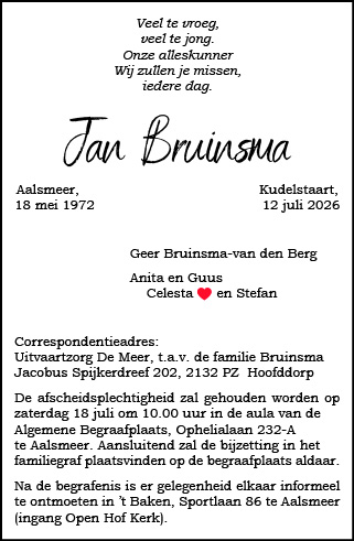 Familiebericht/overlijdensbericht