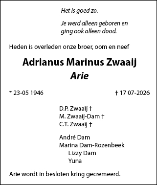 Familiebericht/overlijdensbericht