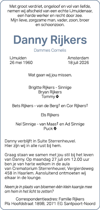 Familiebericht/overlijdensbericht