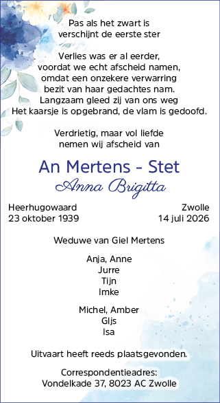 Familiebericht/overlijdensbericht