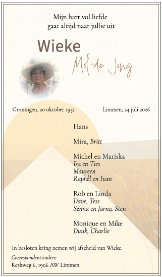 Familiebericht/overlijdensbericht