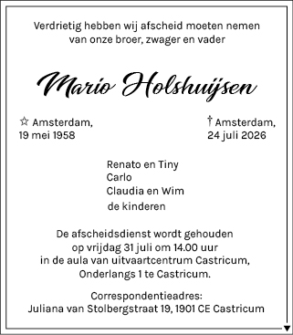 Familiebericht/overlijdensbericht