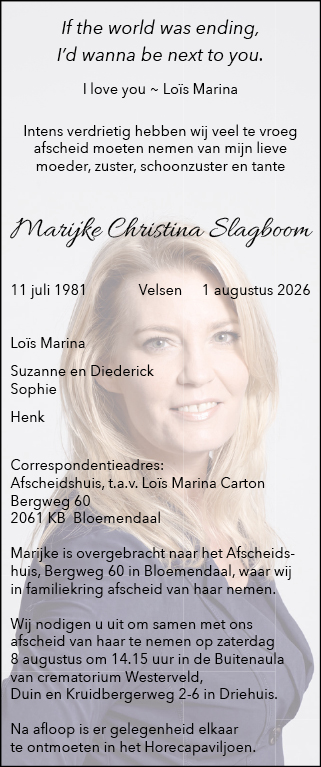 Familiebericht/overlijdensbericht