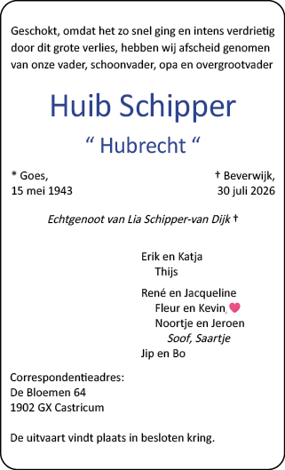 Familiebericht/overlijdensbericht