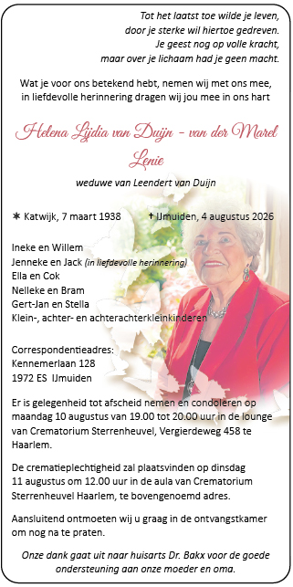 Familiebericht/overlijdensbericht