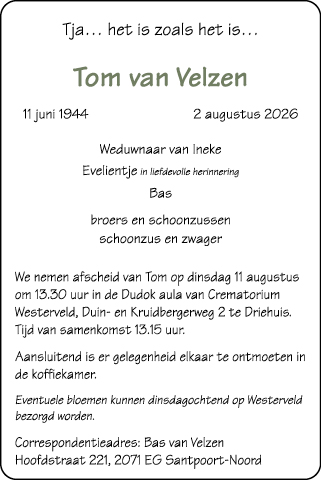 Familiebericht/overlijdensbericht