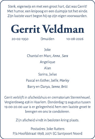 Familiebericht/overlijdensbericht