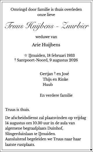 Familiebericht/overlijdensbericht