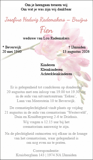 Familiebericht/overlijdensbericht