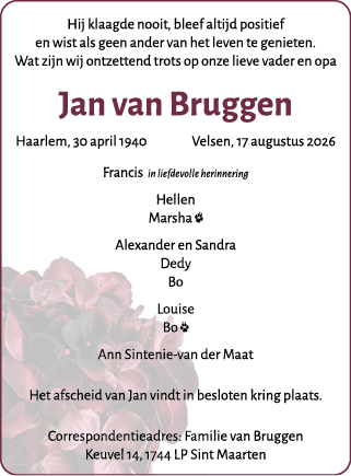 Familiebericht/overlijdensbericht