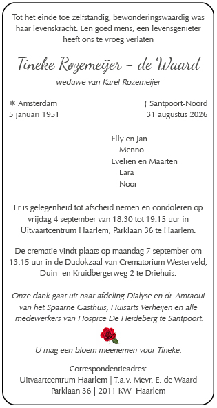 Familiebericht/overlijdensbericht