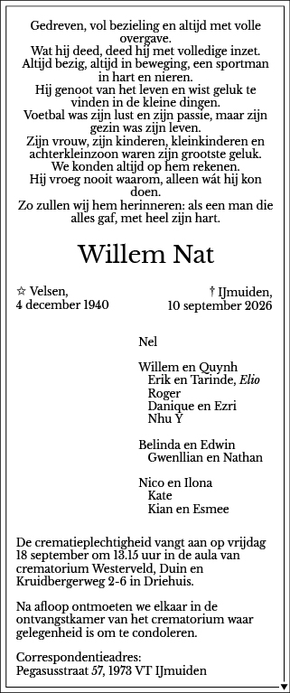 Familiebericht/overlijdensbericht