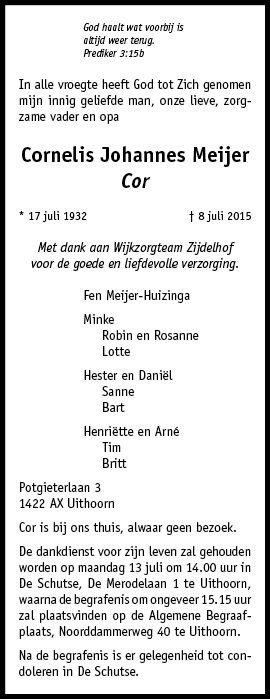 Familiebericht/overlijdensbericht