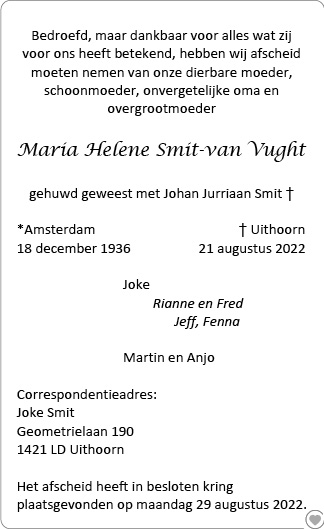 Familiebericht/overlijdensbericht