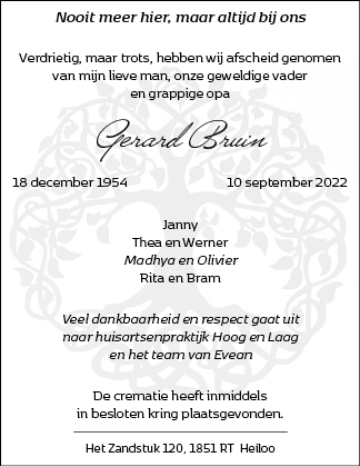 Familiebericht/overlijdensbericht