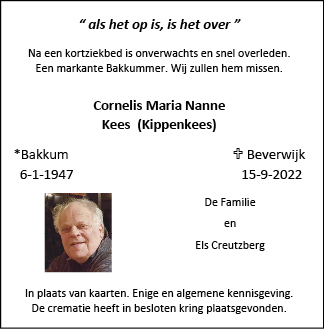 Familiebericht/overlijdensbericht