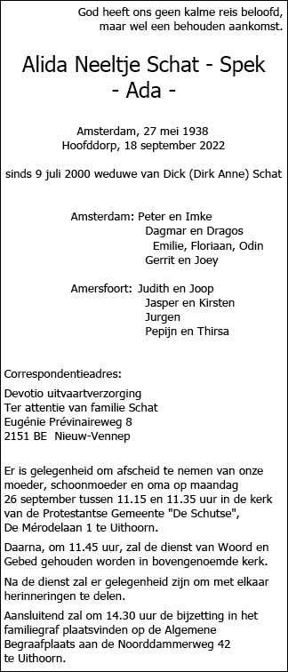 Familiebericht/overlijdensbericht