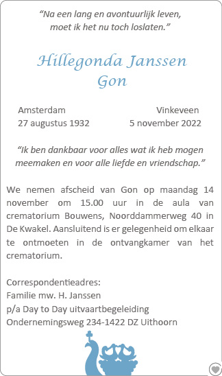 Familiebericht/overlijdensbericht