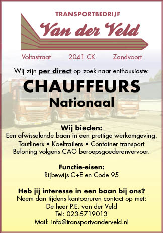 Vacature Chauffeur Nationaal