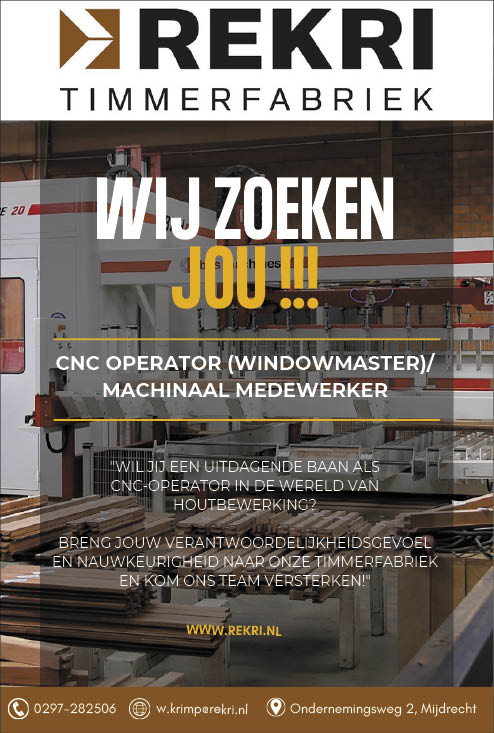 Vacature CNC operator (Windowmaster)/Machinaal medewerker