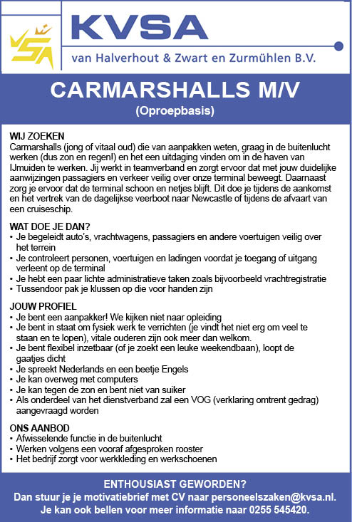 Vacature Carmarshalls M/V