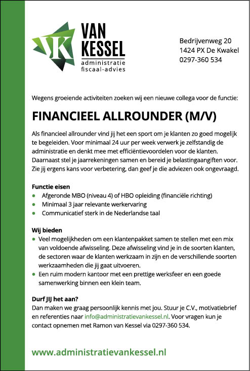 Vacature Financieel allrounder