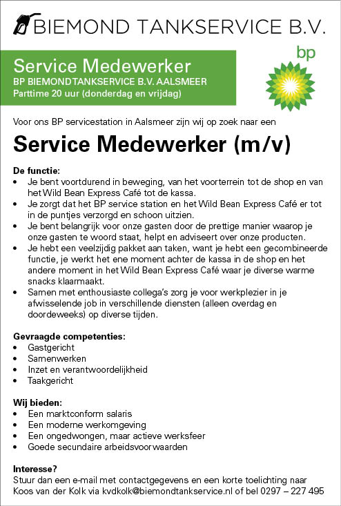 Vacature Service Medewerker