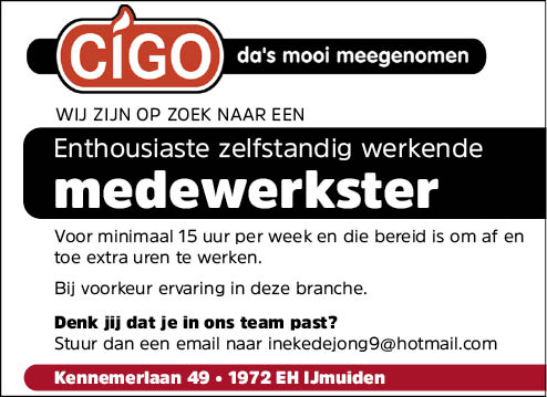 Vacature Medewerkster