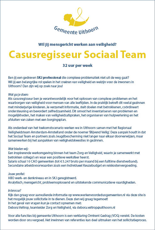 Vacature Casusregisseur Sociaal Team