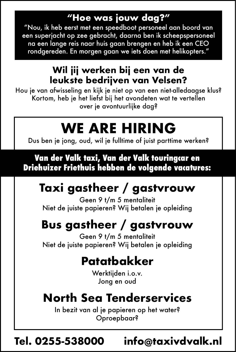 Vacature Diverse functies
