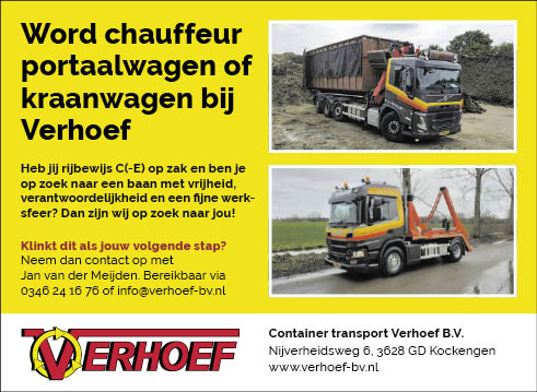 Vacature Chauffeur portaalwagen of kraanwagen