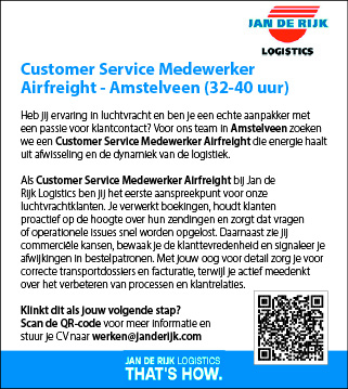 Vacature Customer Service Medewerker Airfreight