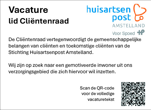 Vacature Lid Cliëntenraad