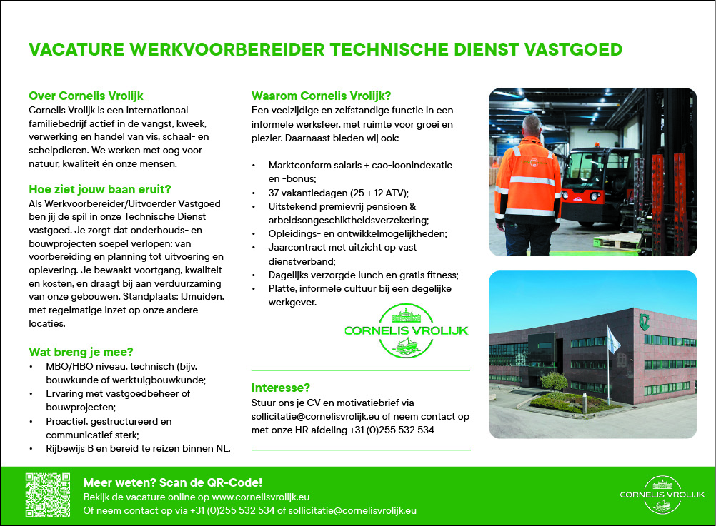 Vacature Werkvoorbereider Technische Dienst Vastgoed
