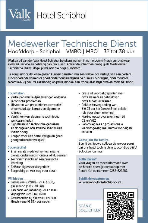 Vacature Medewerker Technische Dienst