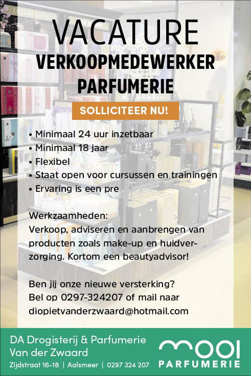 Vacature Verkoopmedewerker Parfumerie