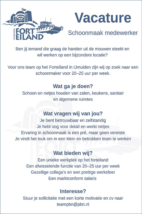 Vacature Schoonmaakmedewerker