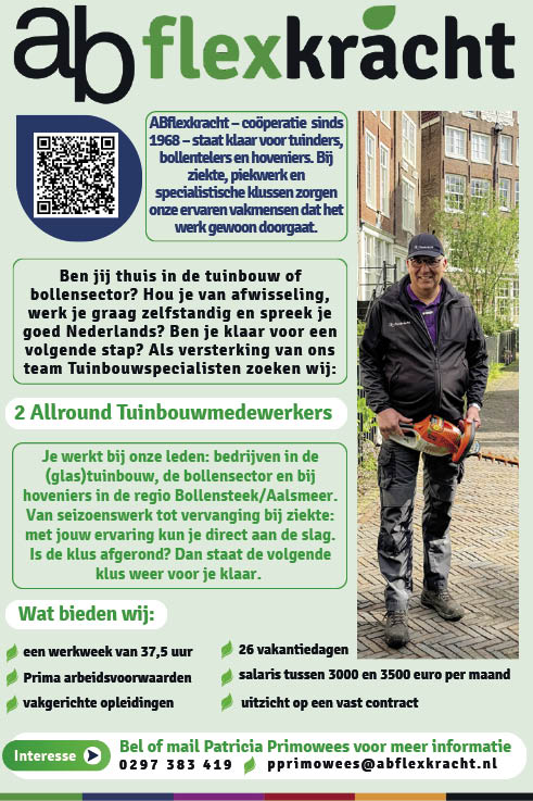 Vacature 2 Allround Tuinbouwmedewerkers