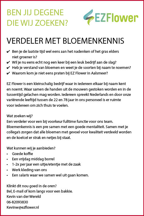 Vacature Verdeler met bloemenkennis