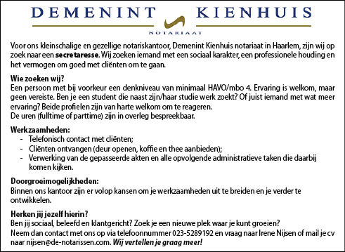 Vacature Secretaresse