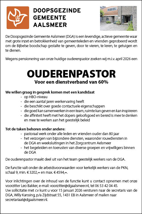 Vacature Ouderenpastor