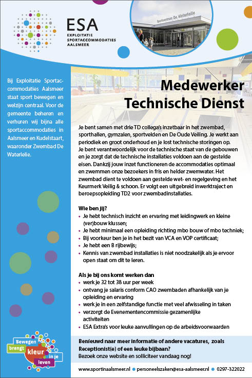 Vacature Medewerker  Technische Dienst