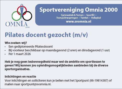 Vacature Pilates docent