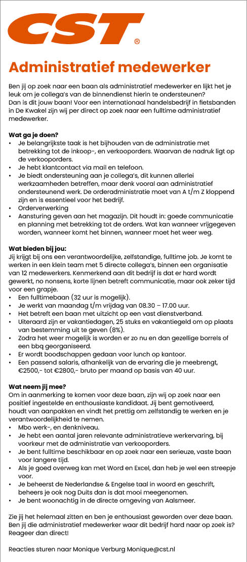 Vacature Administratief medewerker