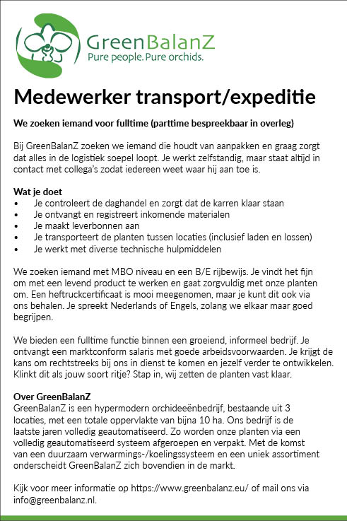 Vacature Medewerker transport/expeditie